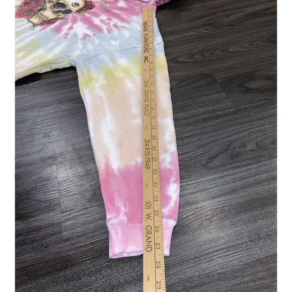 MBM GALLERY Crop Pastel Tie Die Skull Eye Roses Hoodie Marcos Alvarado Multi sz - Picture 7 of 10